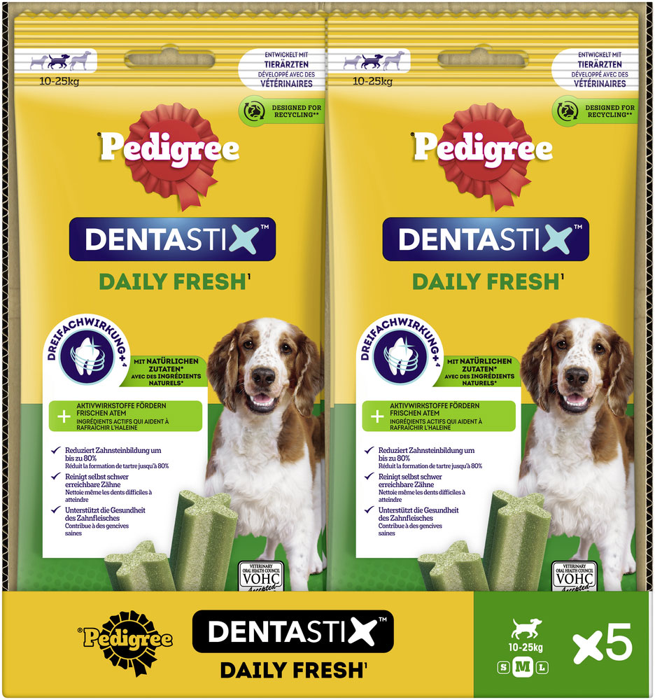 Pedigree - Denta Stix Daily Fresh - Für mittelgroße Hunde - 1 x 5 Stück - 4