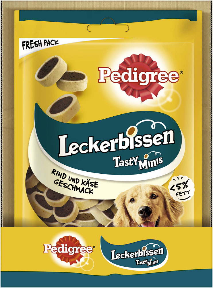 Pedigree - Leckerbissen Mini-Happen mit Käse und Rind - 1 x 140g - 3