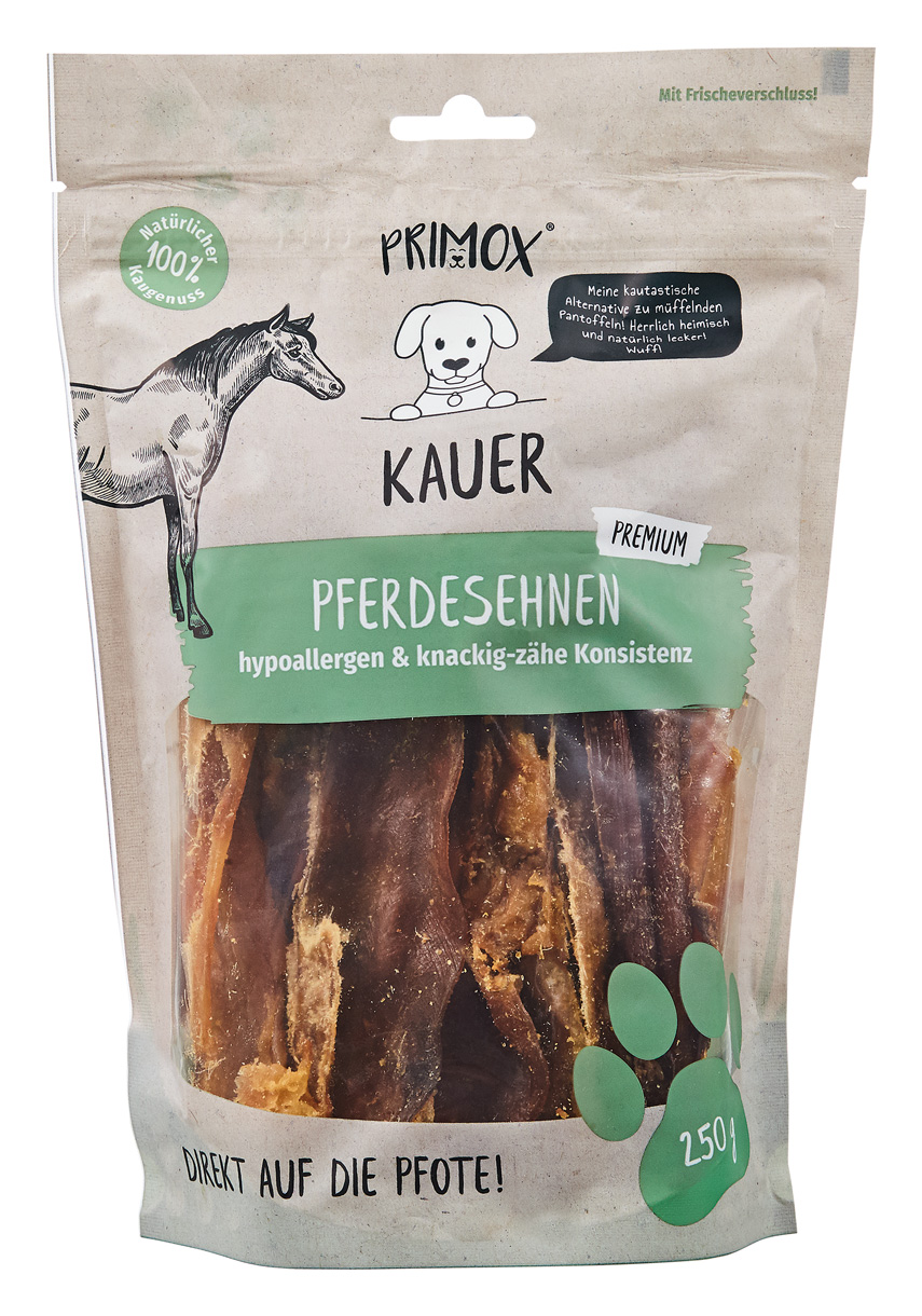 Primox Kauer Pferdesehnen 250 g im Beutel hypoallergen und knackig-zähe Konsistenz