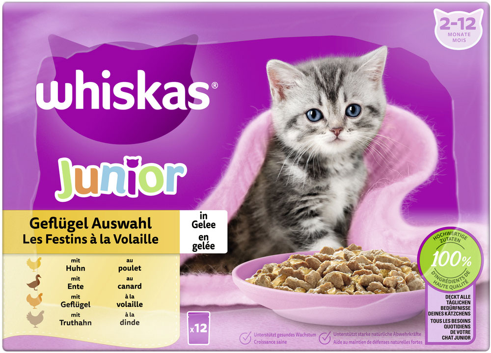 Whiskas - Whiskas Multipack Junior Geflügel Auswahl in Gelee - 1 x 12X85g - 4