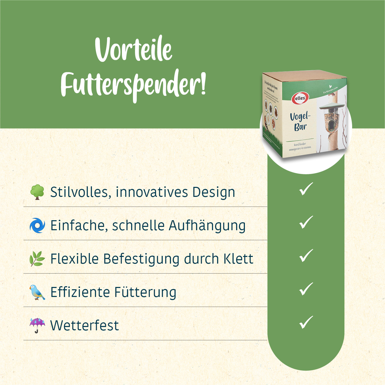 elles - Vogelfutterspender "Vogel-Bar" - 1 x 1 Stück - 6