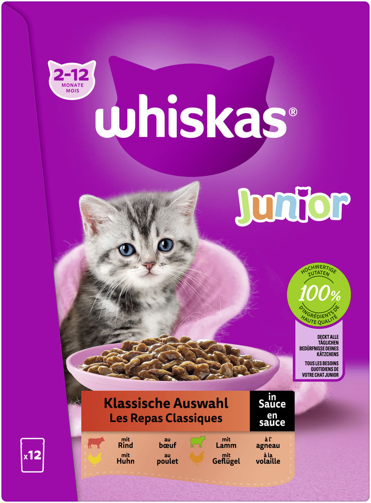 Whiskas - Whiskas Multipack Junior Klassische Auswahl in Sauce - 1 x 12X85g - 4