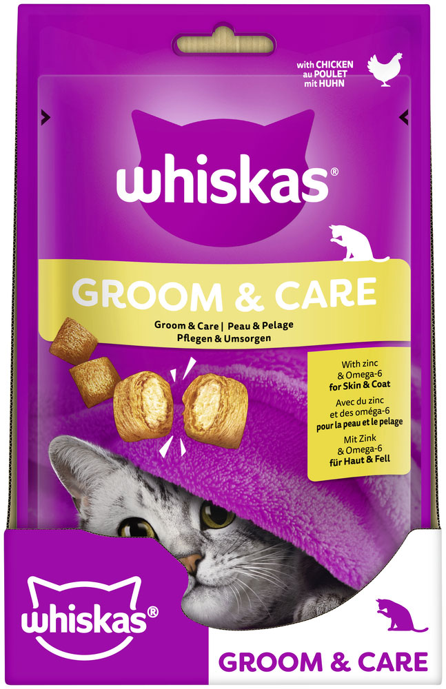 Whiskas - Groom + Care mit Huhn - 8 x 45g - 4