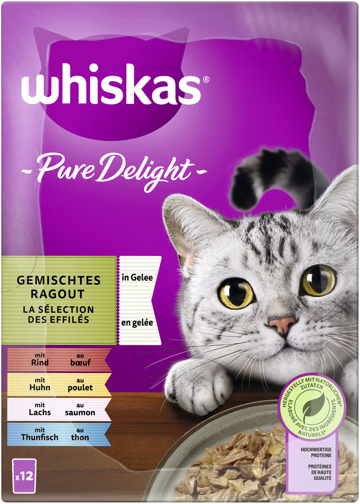 Whiskas - Whiskas Multipack Pure Delight Gemischtes Ragout in Gelee - 1 x 12X85g - 5