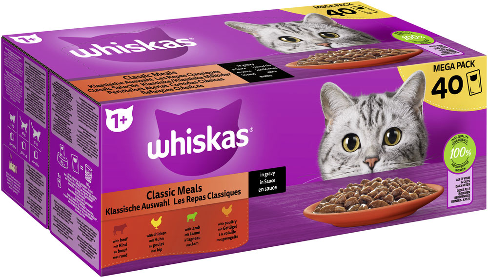 Whiskas - Whiskas Multipack 1+ Klassische Auswahl in Sauce - 1 x 40X85g - 3