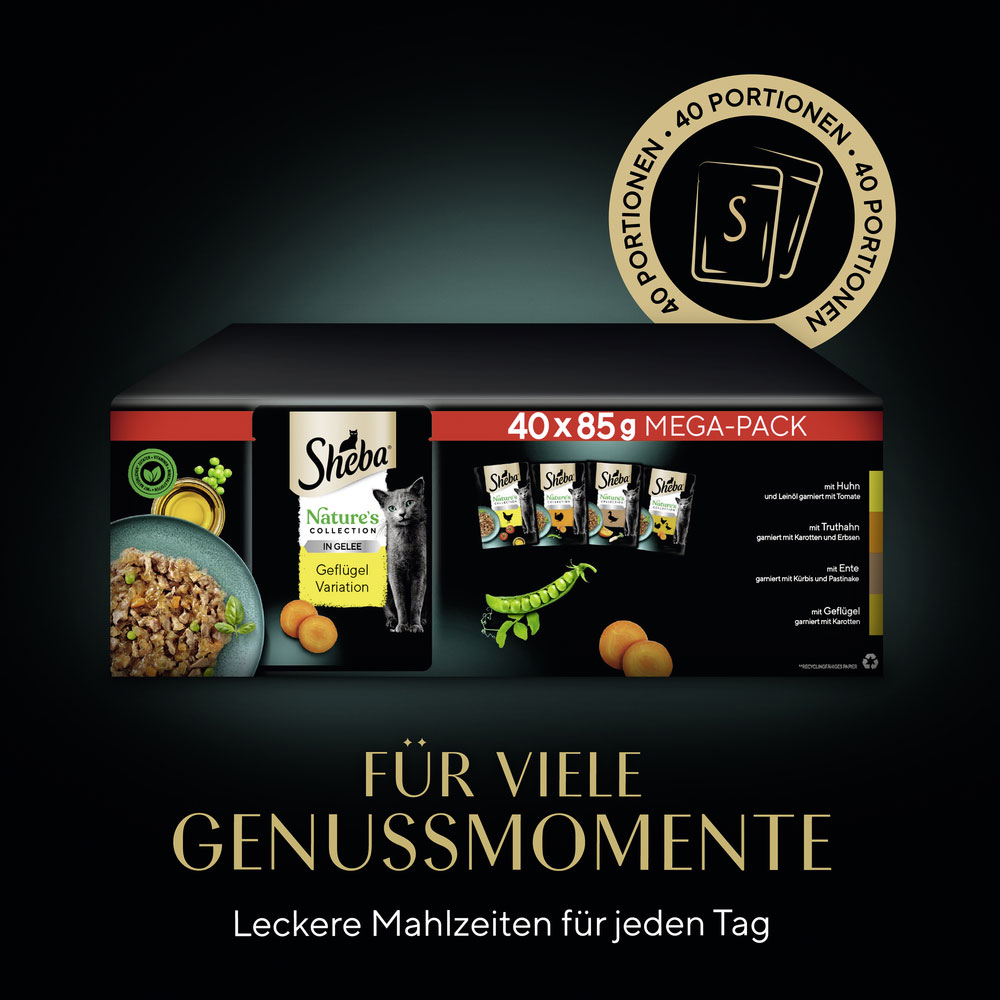 Sheba - Portionsbeutel Natures Collection in Gelee Geflügel - 1 x 40x85g - 5