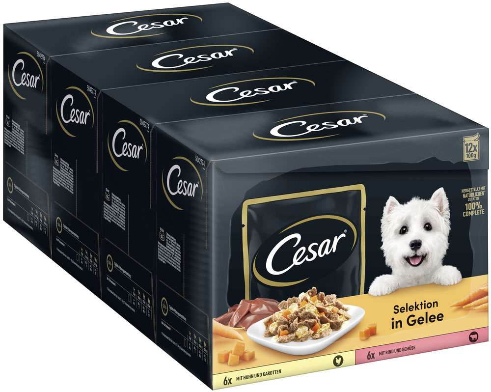 Cesar - Multipack in Gelee mit Fleisch & Gemüse - 1 x 12X100g - 3