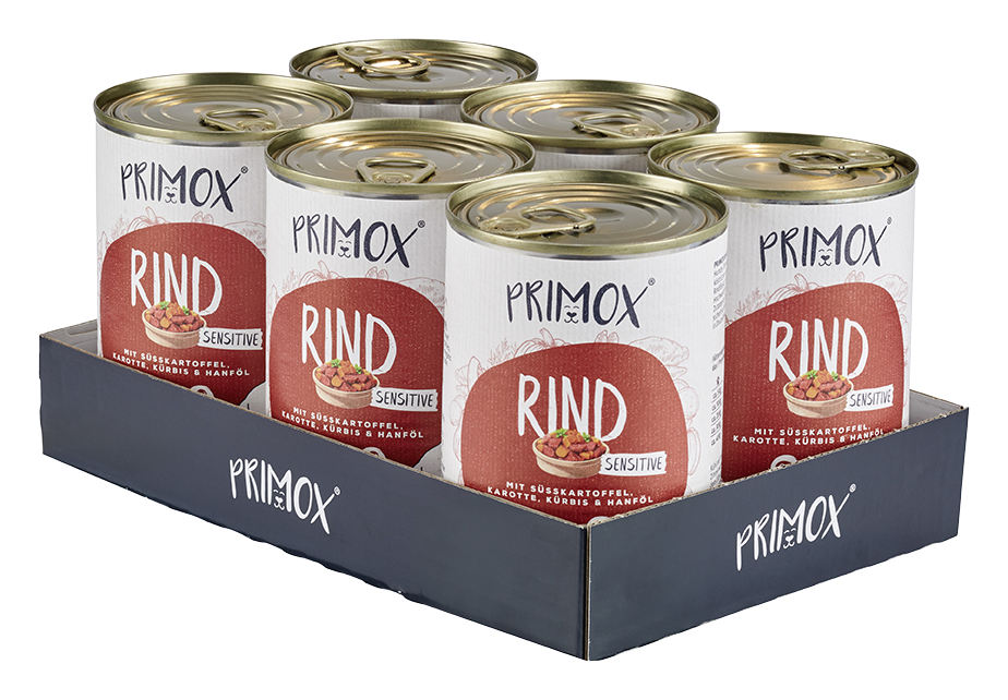 Primox - Hunde Nassfutter MENÜ mit Rind 6 x 400G - 6 x 400g - 3