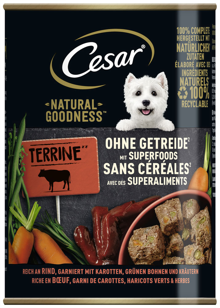 Cesar - Natural Goodness Reich an Rind mit Karotten, Bohnen & Kräutern - 6 x 400g - 2