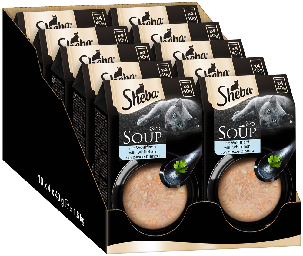 Sheba - Multipack Soup mit Weißfisch - 1 x 4X40g - 2