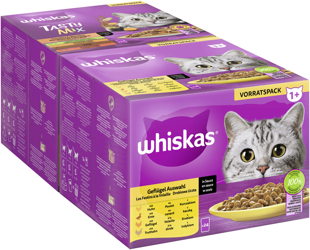 Whiskas - Whiskas Multipack 1+ Geflügel Auswahl in Sauce - 1 x 24X85g - 2
