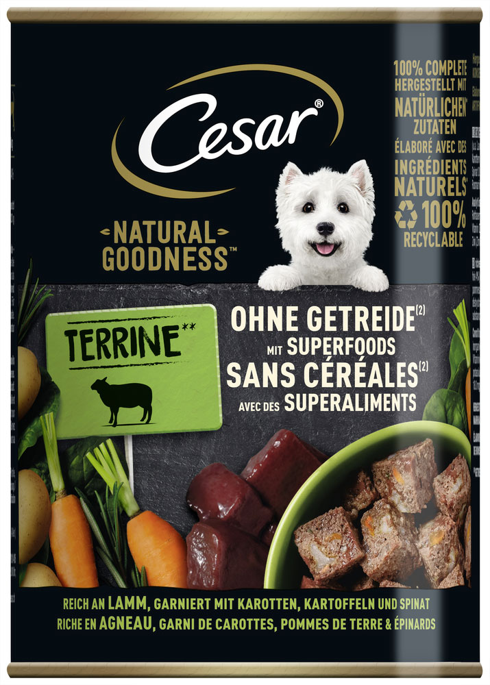 Cesar - Natural Goodness Reich an Lamm mit Karotten, Kartoffeln & Spinat - 6 x 400g - 2