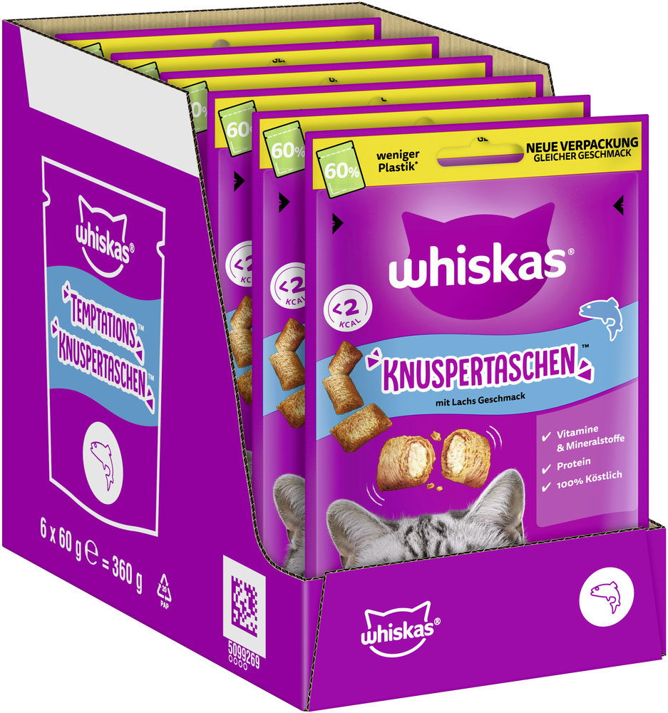 Whiskas - Knuspertaschen Lachs - 6 x 60g - 2