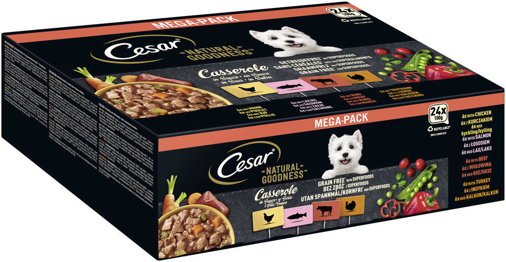 Cesar - Goodness MP Casserole mit Huhn, Fisch, Rind, getreidefrei - 1 x 24X100g - 2