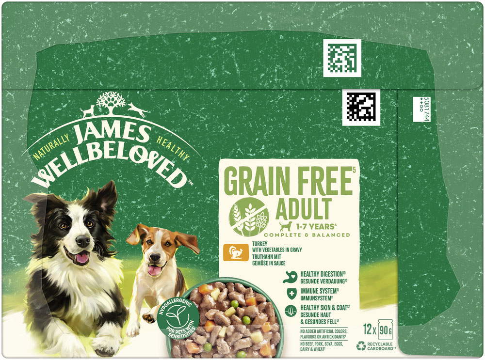 James Wellbeloved - Grain Free Truthahn mit Gemüse in Sauce - 4 x 12x90g - 3