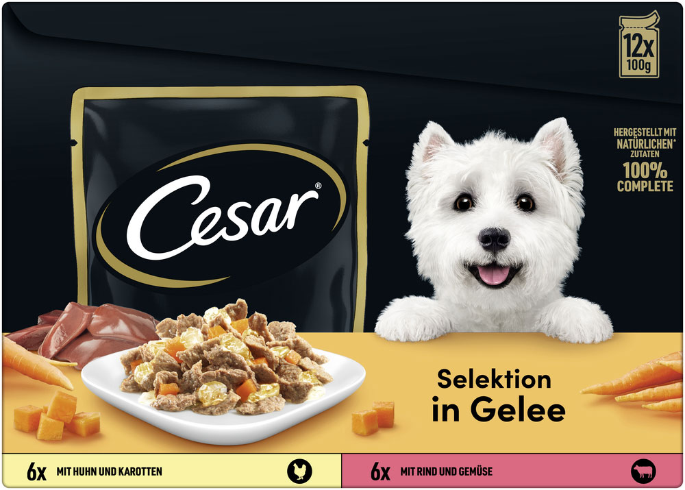 Cesar - Multipack in Gelee mit Fleisch & Gemüse - 1 x 12X100g - 2