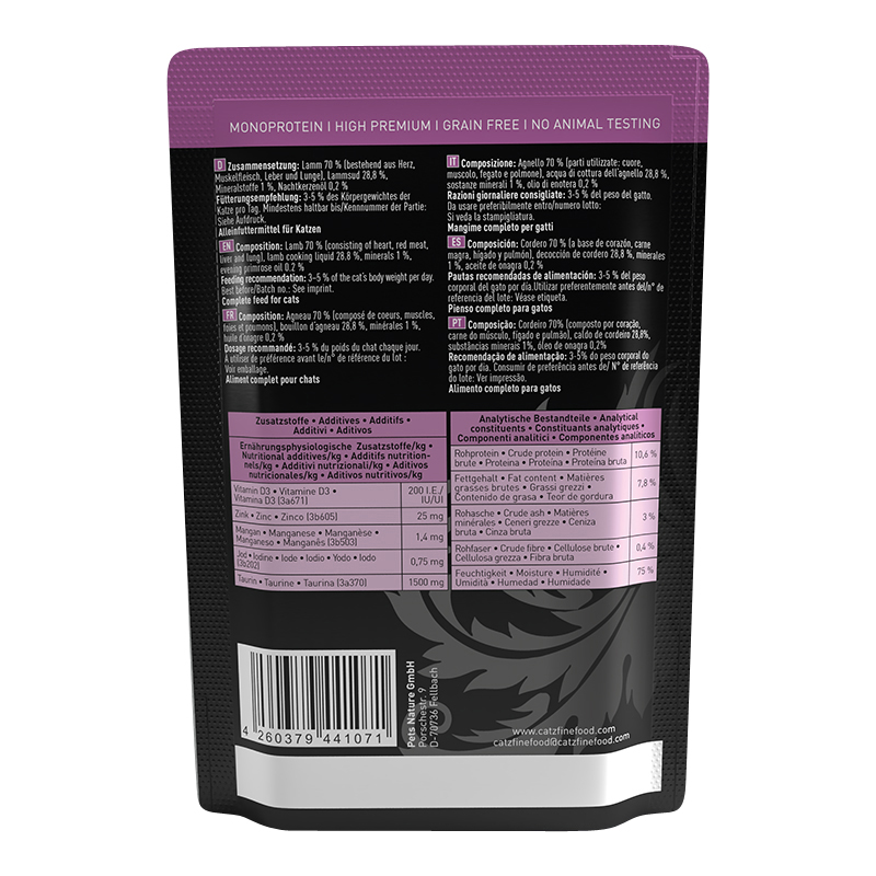 Catz Finefood - PURE Lamm - 16 x 85g - 2