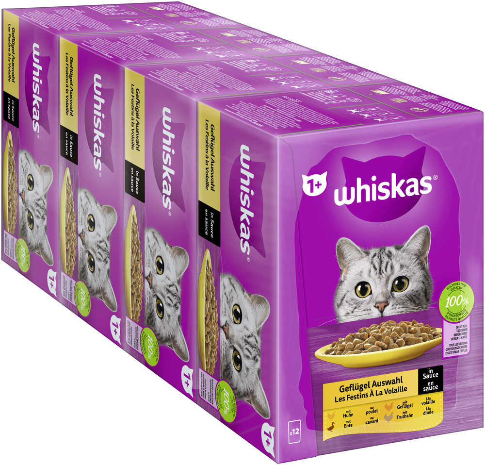 Whiskas - Whiskas Multipack 1+ Geflügel Auswahl in Sauce - 1 x 12X85g - 3