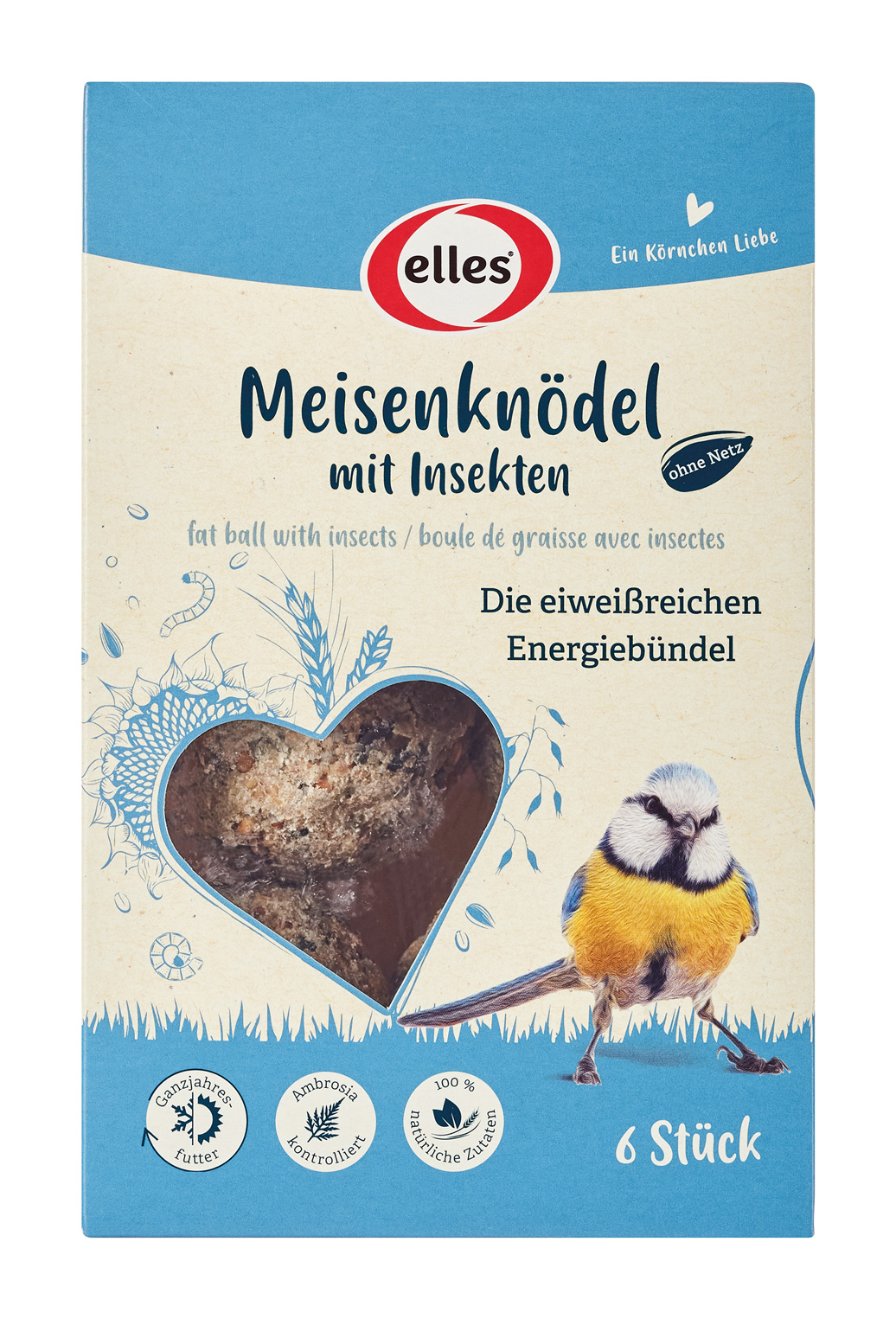 Meisenknödel ohne Netz mit Insekten 6 Stück