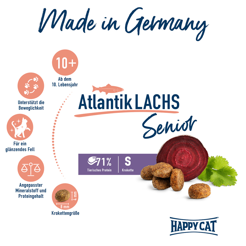 Happy Cat - Senior Atlantik Lachs - 1 x 1,3kg - 2