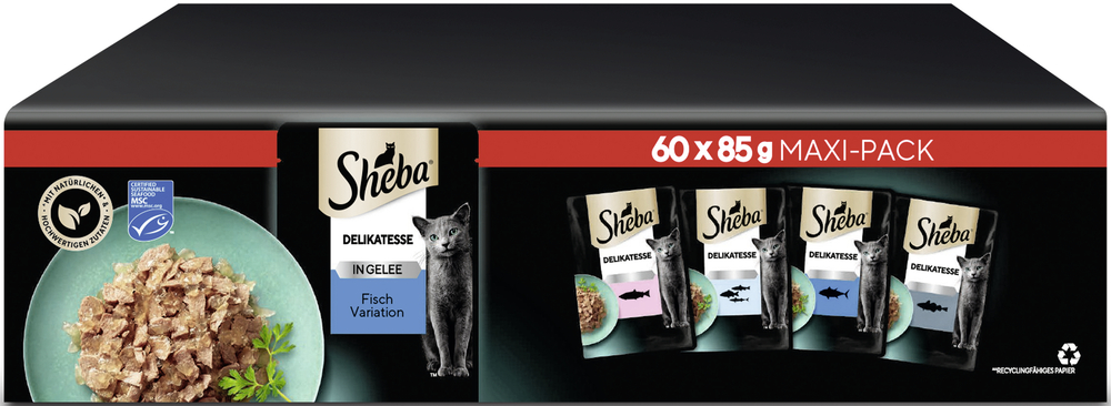 Sheba - Multipack Fisch in Gelee - 1 x 60X85g - 4