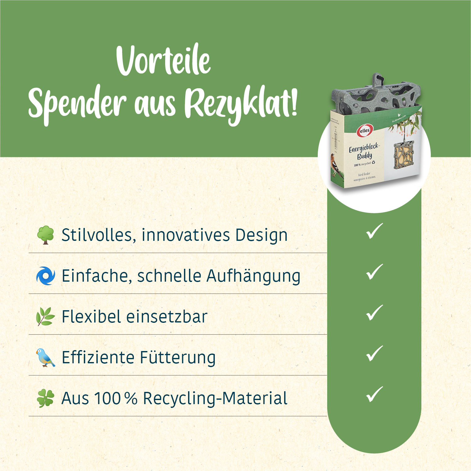 elles - Vogelfutterspender "Energieblock-Buddy" - 1 x 1 Stück - 4