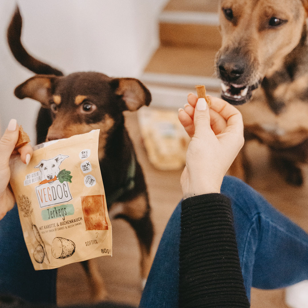 Vegdog - Jerkeys mit Karotte & Buchenrauch - 1 x 80g - 3