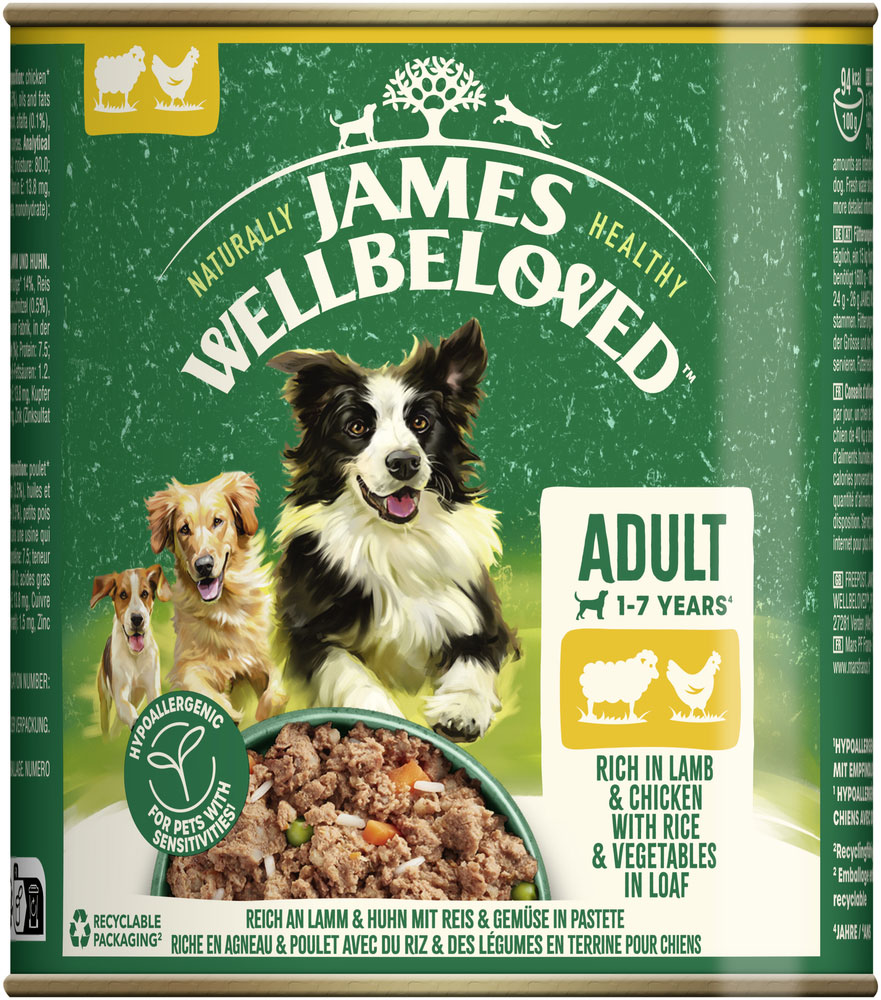 James Wellbeloved - Reich an Lamm & Huhn mit Reis & Gemüse in Pastete - 6 x 800g - 2