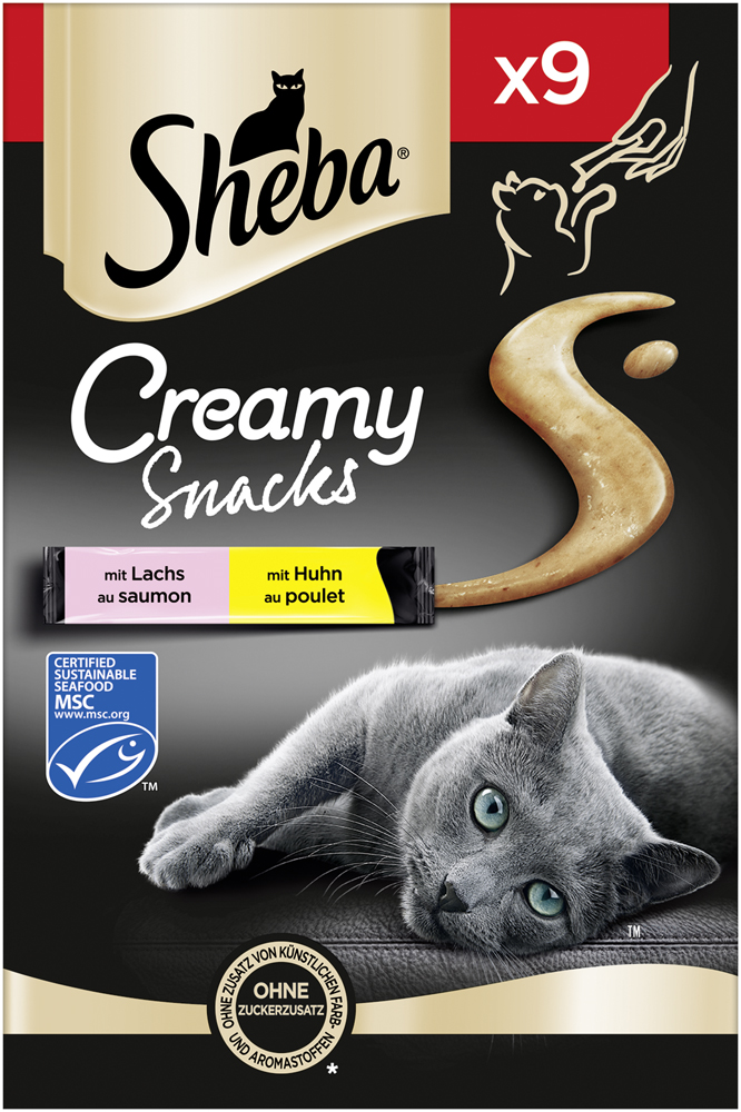 Sheba - Cramy Snack mit Huhn & Lachs - 1 x 9X12g - 2