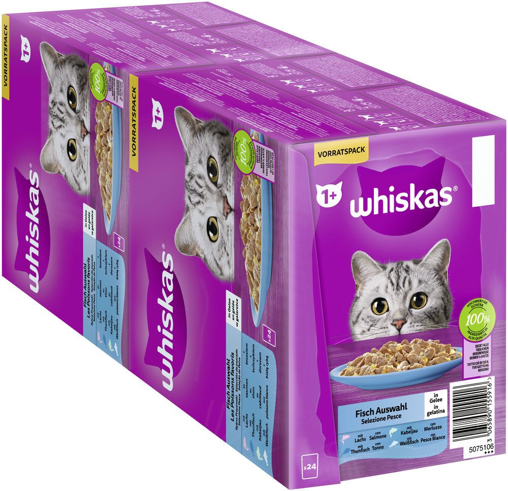 Whiskas - Whiskas Multipack 1+ FischAuswahl in Gelee - 1 x 24X85g - 3