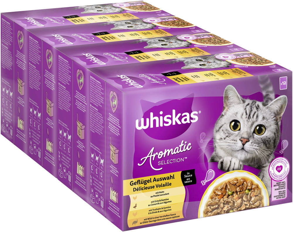 Whiskas - Whiskas Multipack 1+ Geflügel Auswahl in Sauce - 4 x 12X85g - 2