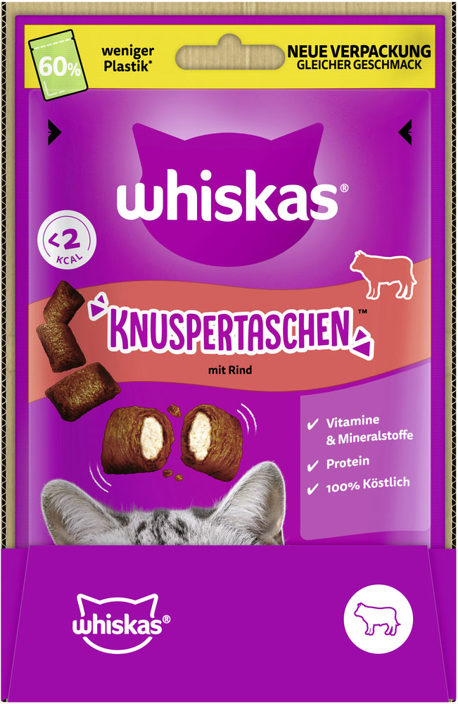 Whiskas - Knuspertaschen Rind - 6 x 60g - 3