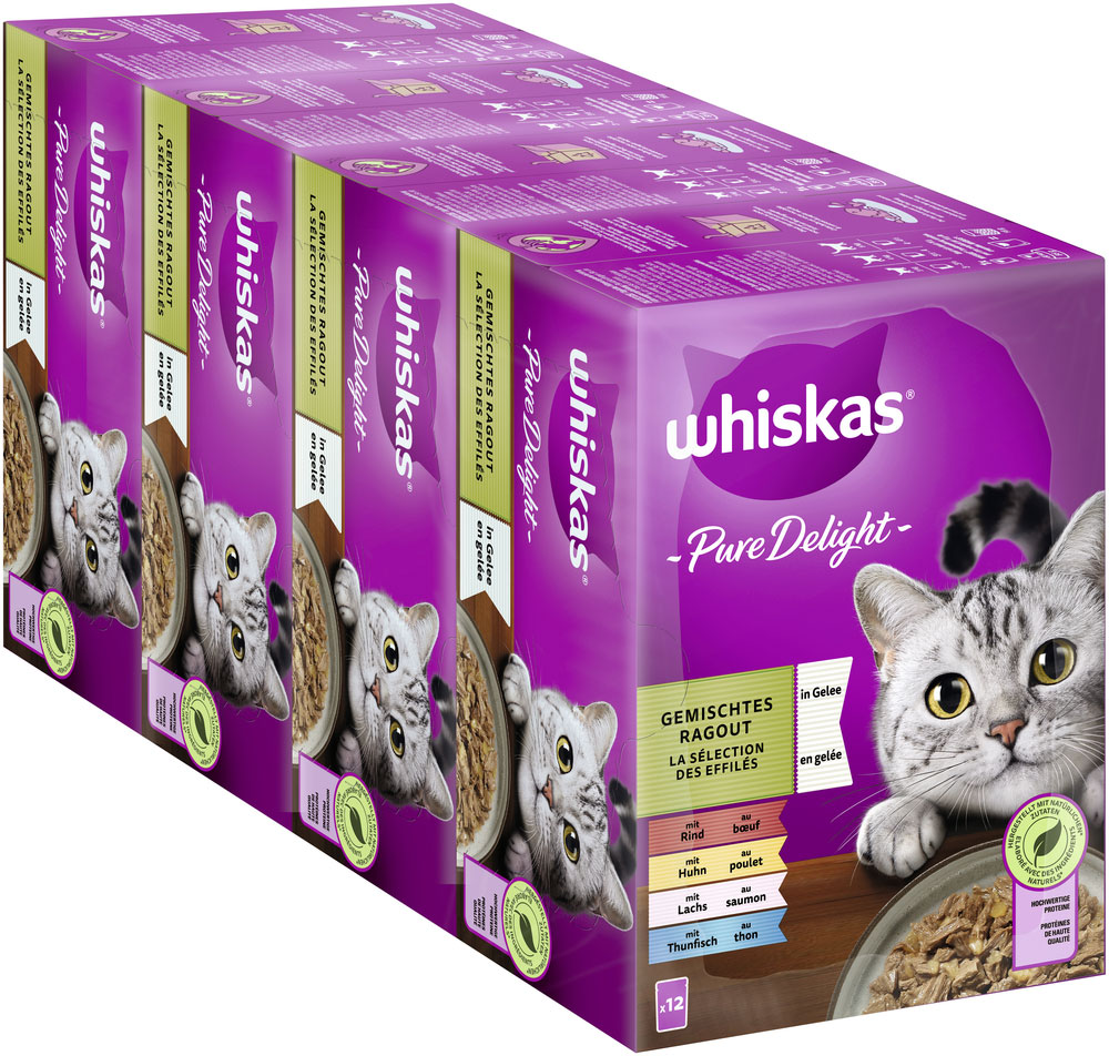 Whiskas - Whiskas Multipack Pure Delight Gemischtes Ragout in Gelee - 1 x 12X85g - 3