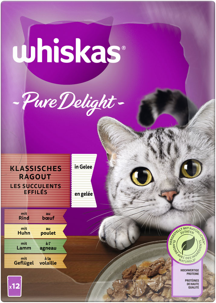 Whiskas - Whiskas Multipack Pure Delight Klassisches Ragout in Gelee - 1 x 12X85g - 5