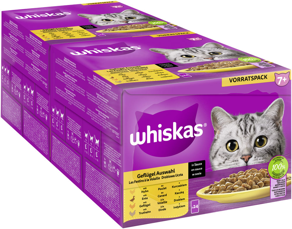 Whiskas - Whiskas Multipack 7+ Geflügel Auswahl in Sauce - 1 x 24X85g - 2