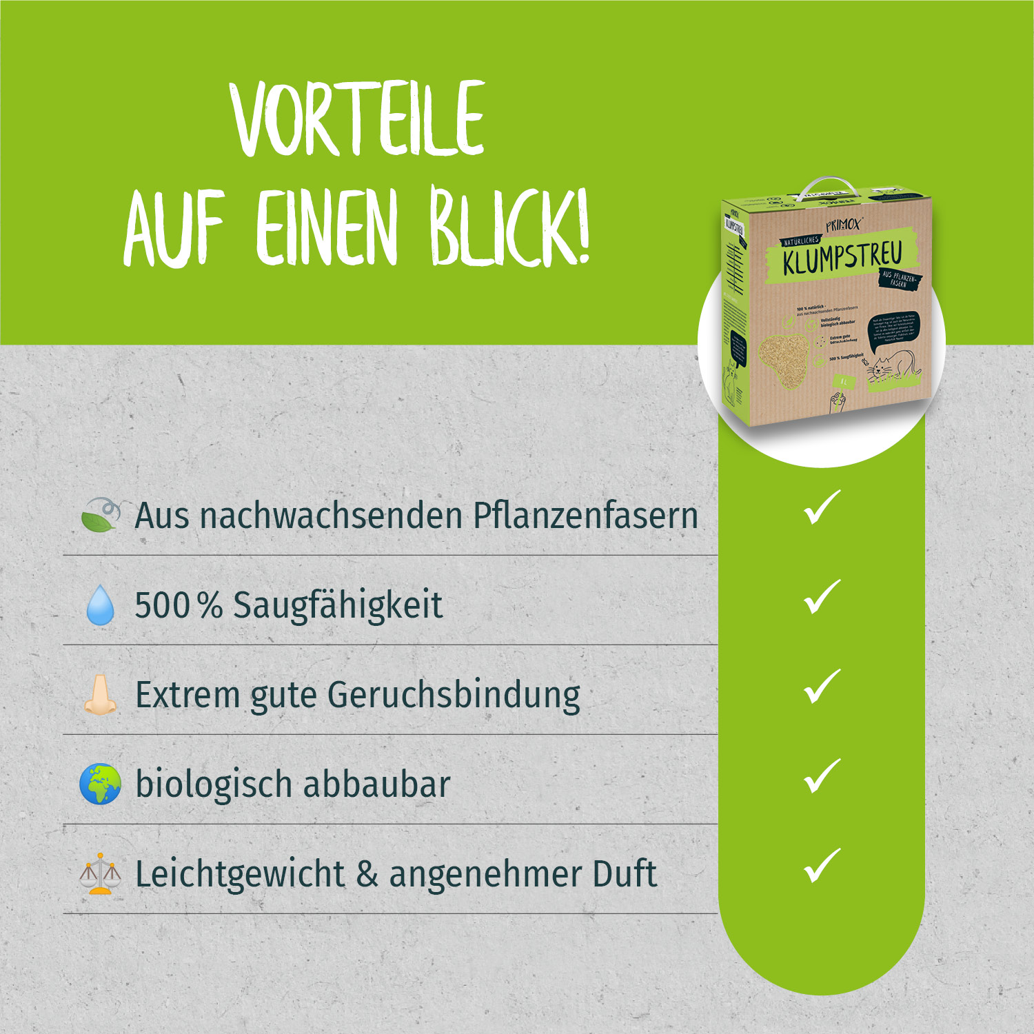 Primox - Natürliche Katzenstreu aus Pflanzenfasern  8 L - 1 x 8 Liter - 3