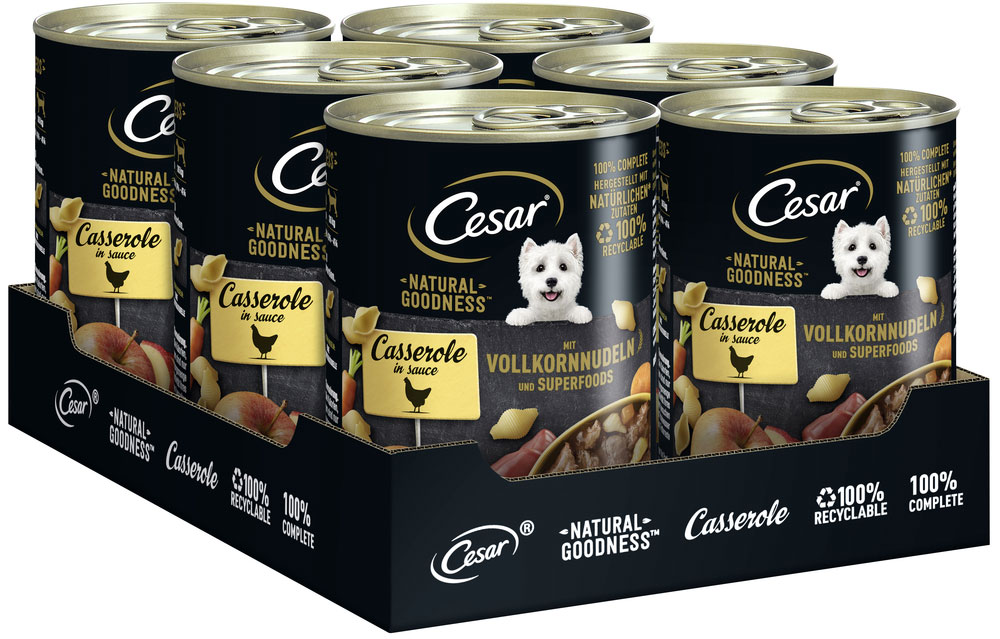Cesar - Natural Huhn, Nudeln und Superfoods - 6 x 400g - 2