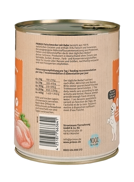 Primox - Hunde Nassfutter mit Huhn 6 x 800g - 6 x 800g - 5