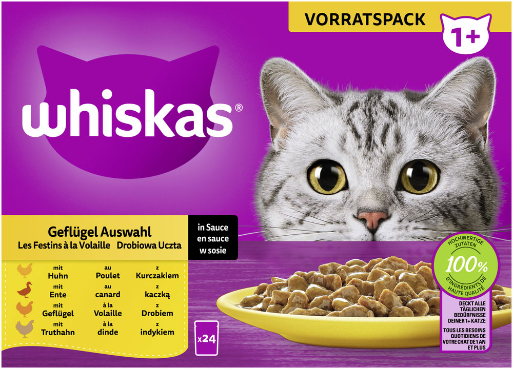 Whiskas Multipack 1+ Geflügel Auswahl in Sauce