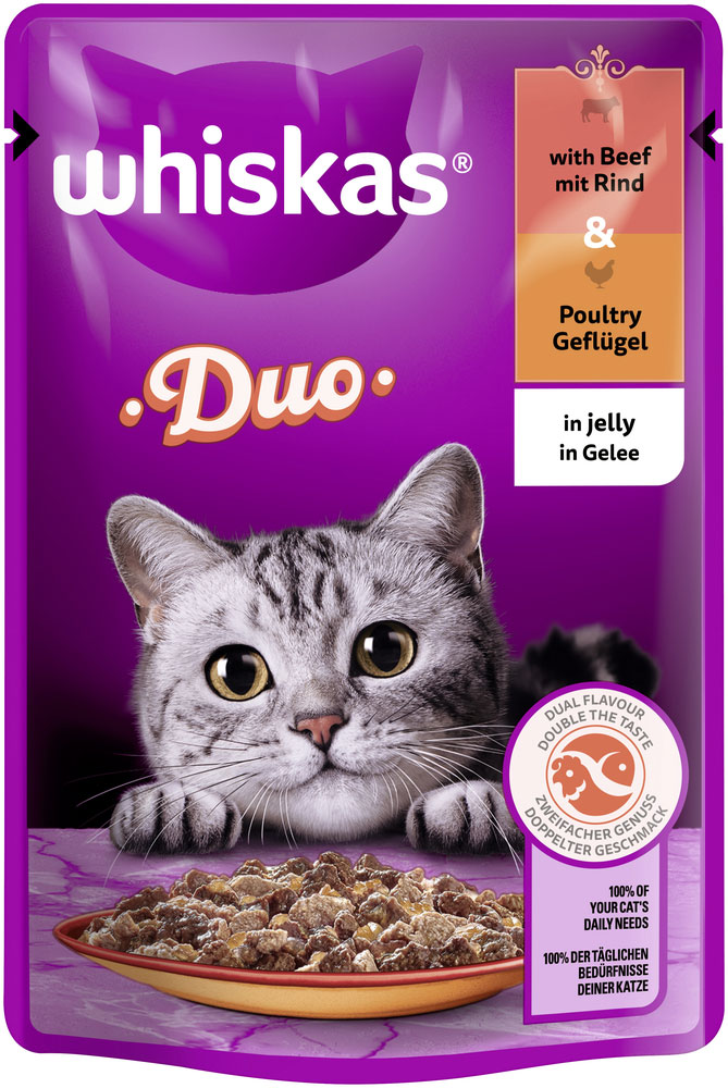 Whiskas Duo mit Rind und Geflügel in Gelee