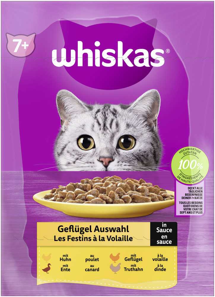 Whiskas - Whiskas Multipack 7+ Geflügel Auswahl in Sauce - 1 x 12X85g - 5
