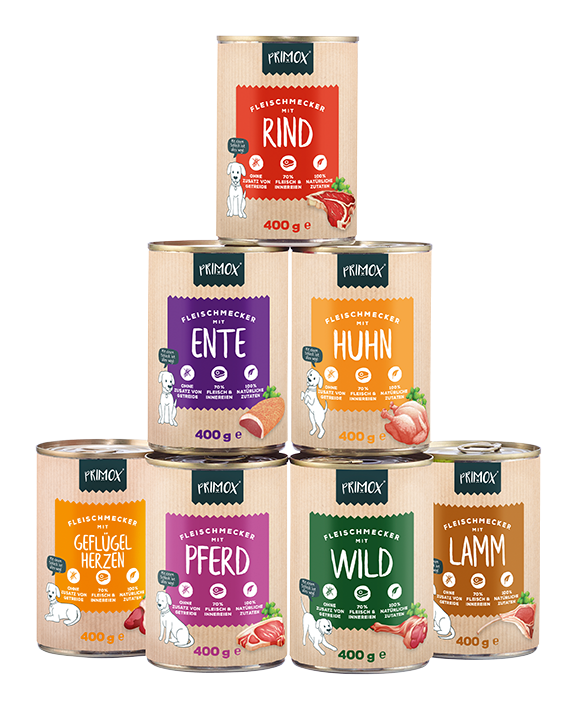 Primox - Hunde Nassfutter mit Geflügelherzen 6 x 400g - 6 x 400g - 7