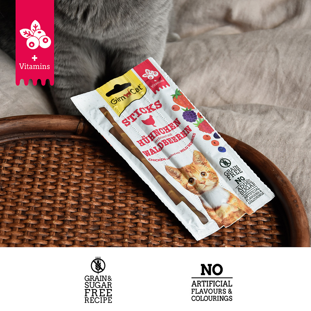 GimCat - Duo-Sticks Hühnchen & Waldbeere - 1 x 3 Stück - 5