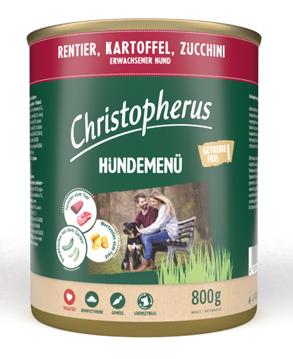 Hundemenü mit Rentier, Kartoffel & Zucchini