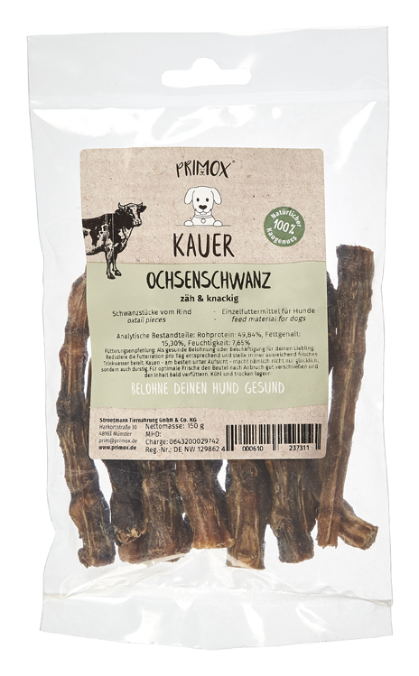 Primox Kauer Ochsenschwanz 150 g im Beutel zäh und knackig analytische Bestandteile und Fütterungsempfehlung