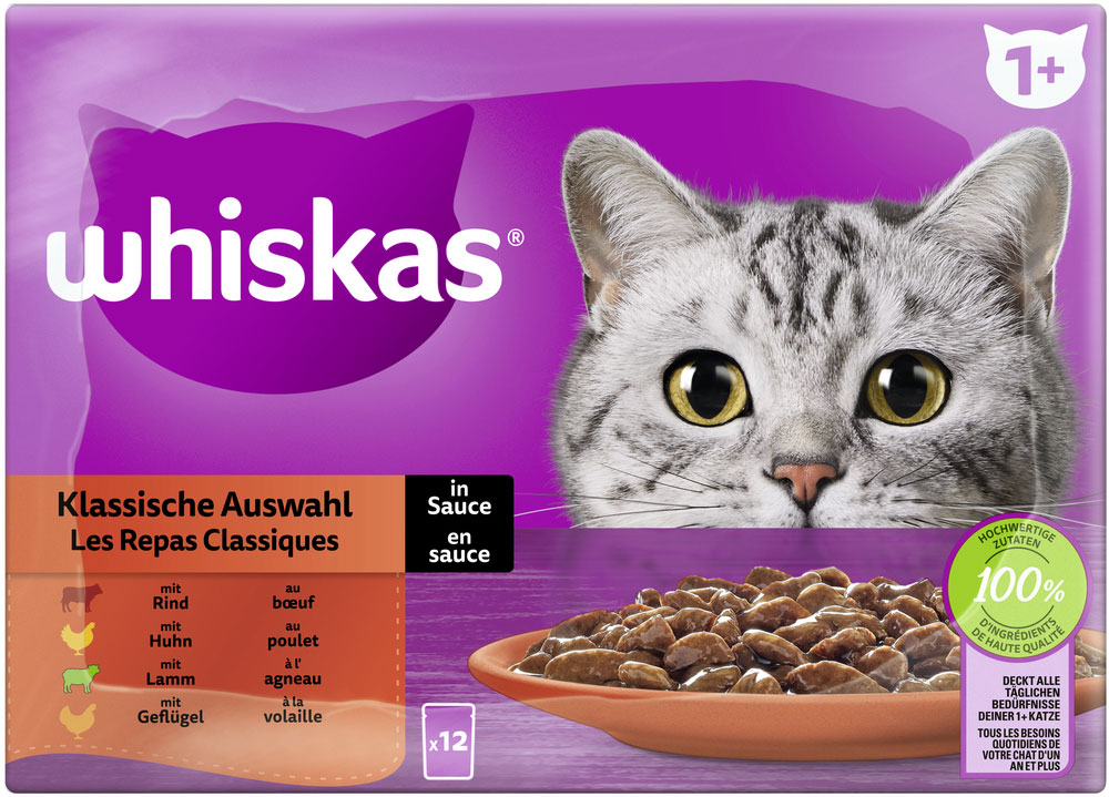 Whiskas - Whiskas Multipack 1+ Klassische Auswahl in Sauce - 1 x 12X85g - 4